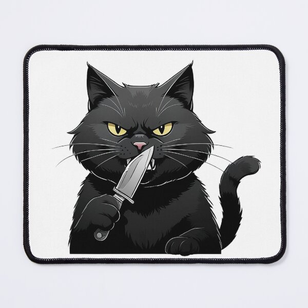 Item preview, Angry Black Cat holding a knife designed and sold by AnnaHolyph.