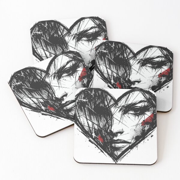 Item preview, A heart shape containing a hidden face formed by chaotic sketch lines. The subtle red accent enhances the emotional impact. designed and sold by Dejbar.