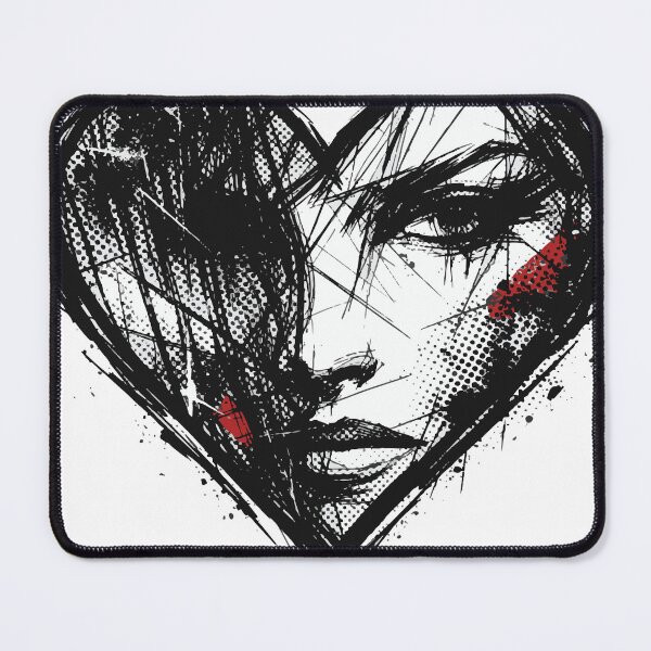 Item preview, A heart shape containing a hidden face formed by chaotic sketch lines. The subtle red accent enhances the emotional impact. designed and sold by Dejbar.