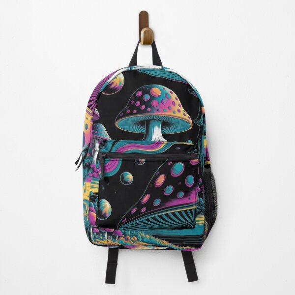 Item preview, Psychedelic Mushroom Field – Vibrant Trippy Mushroom Landscape Art designed and sold by Thompika.