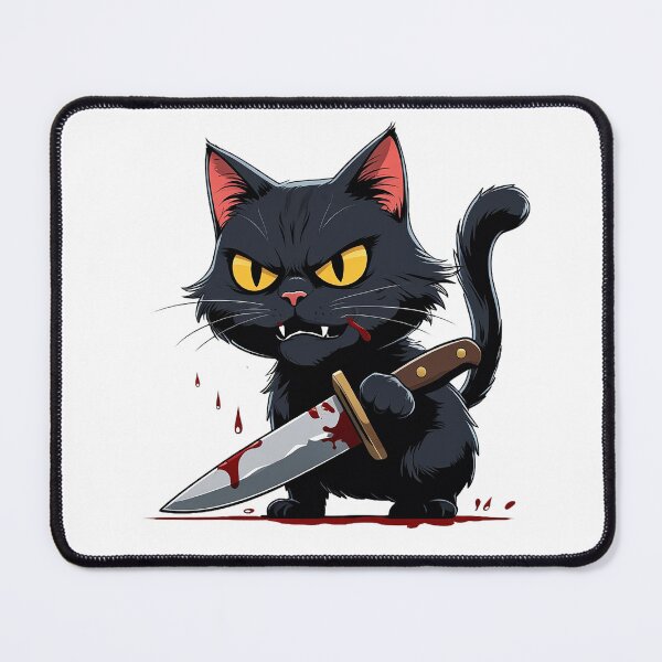 Item preview, Angry Black Cat with a knife in blood designed and sold by AnnaHolyph.