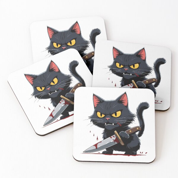 Item preview, Angry Black Cat with a knife in blood designed and sold by AnnaHolyph.