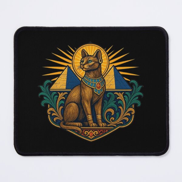 Aperçu de l'œuvre Pyramides de chats égyptiens – Félins sacrés de l'Antiquité, symboles de la déesse Bastet, chats gardiens mythologiques d'Égypte créée et vendue par Typologystudios.