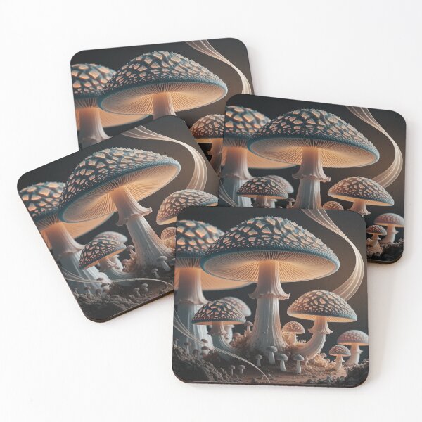 Item preview, Psychedelic Mushroom Field – Vibrant Trippy Mushroom Landscape Art designed and sold by Thompika.