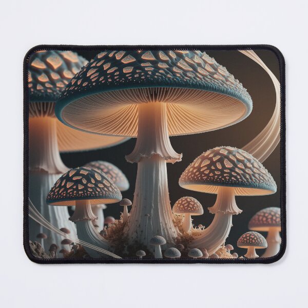 Item preview, Psychedelic Mushroom Field – Vibrant Trippy Mushroom Landscape Art designed and sold by Thompika.