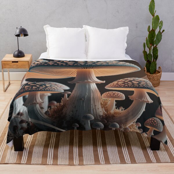 Item preview, Psychedelic Mushroom Field – Vibrant Trippy Mushroom Landscape Art designed and sold by Thompika.