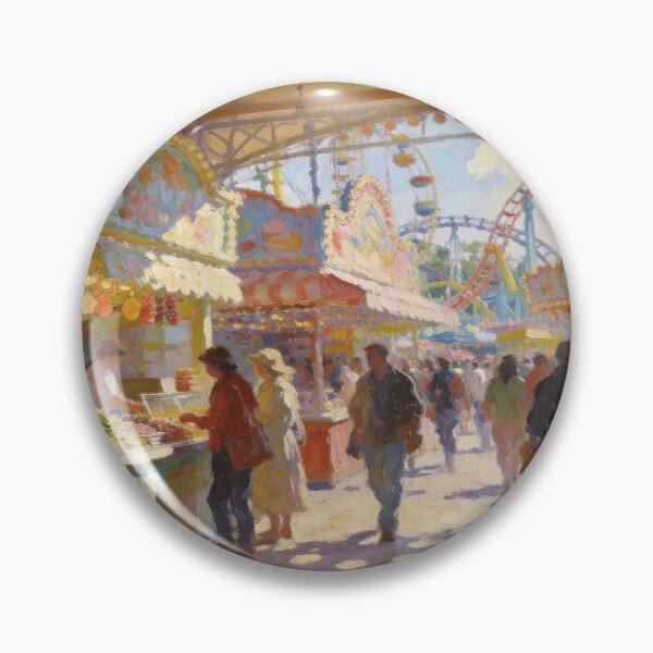 Item preview, Vibrant Carnival Park Scene – Rides, Food Court & Sweet Dessert Shop Impressionist Painting designed and sold by BlareBlare.