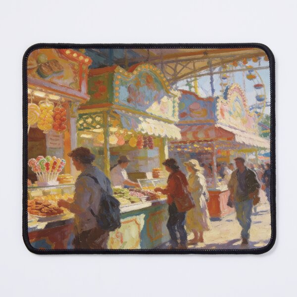 Item preview, Vibrant Carnival Park Scene – Rides, Food Court & Sweet Dessert Shop Impressionist Painting designed and sold by BlareBlare.
