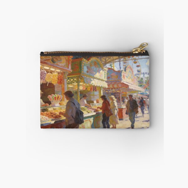 Item preview, Vibrant Carnival Park Scene – Rides, Food Court & Sweet Dessert Shop Impressionist Painting designed and sold by BlareBlare.