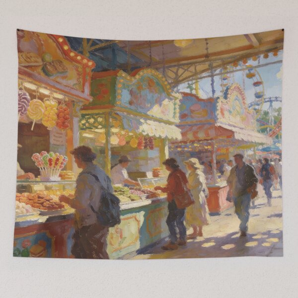 Item preview, Vibrant Carnival Park Scene – Rides, Food Court & Sweet Dessert Shop Impressionist Painting designed and sold by BlareBlare.