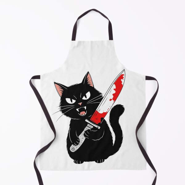 Item preview, Angry Black Cat with knife in blood funny cartoon designed and sold by AnnaHolyph.