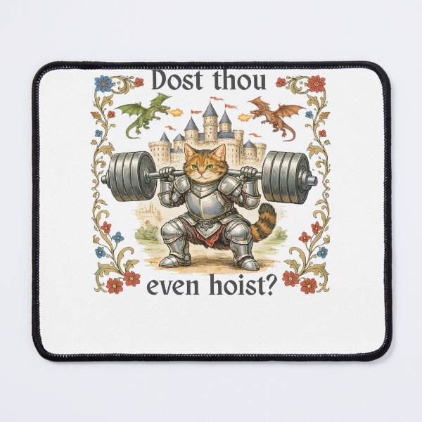 Item preview, Dost Thou Even Hoist Cat Knight Dragon Gym Pump Cover Fitness designed and sold by najaks.