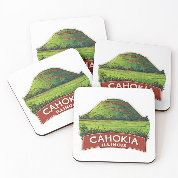 Item preview, Cahokia Mounds Illinois Monks Mound Pre-Columbian Earthwork Illustrated Travel   Sticker UNESCO Badge designed and sold by Blurbean.