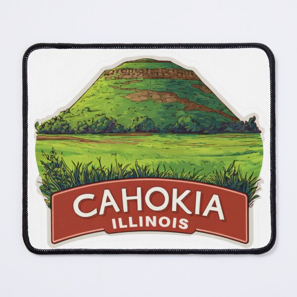 Item preview, Cahokia Mounds Illinois Monks Mound Pre-Columbian Earthwork Illustrated Travel   Sticker UNESCO Badge designed and sold by Blurbean.