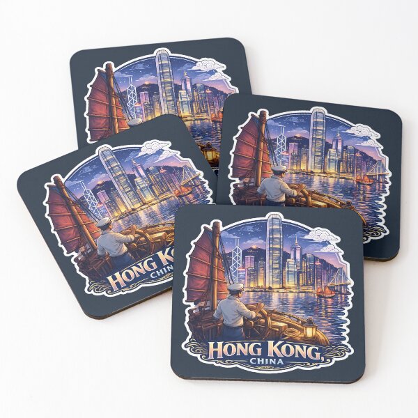 Item preview, Hong Kong Vintage Travel Poster Night Illustration designed and sold by Alice Cristalis.