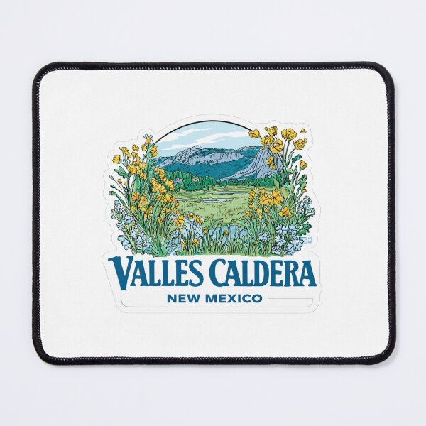 Item preview, Valles Caldera New Mexico Volcanic Caldera Wildflowers Illustrated Travel   Sticker National Preserve Badge designed and sold by Blurbean.