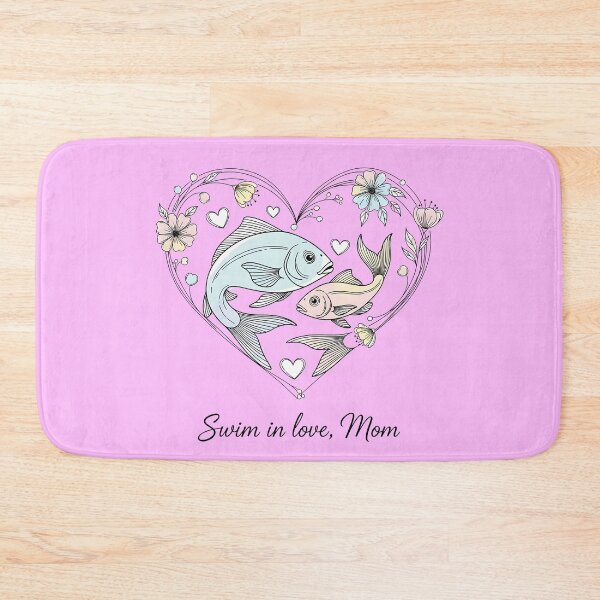 Item preview, Swim in Love, Mom – Mother and Baby Fish in Floral Heart designed and sold by Sea Gem.