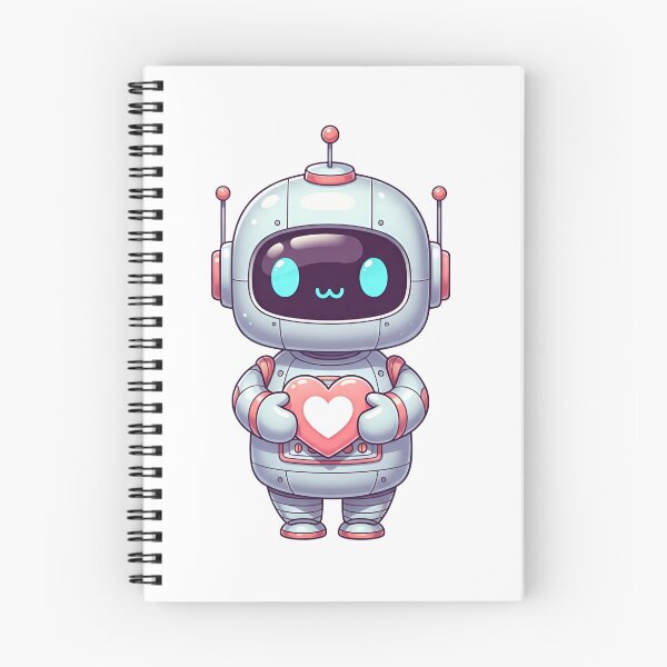 Item preview, A smiling robot holding a glowing pink heart in a futuristic cityscape designed and sold by VerizalShop.