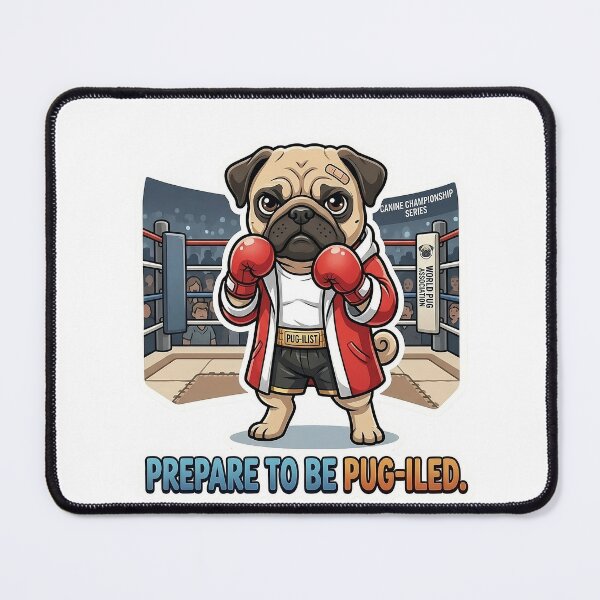 Item preview, Prepare To Be Pug-iled Funny Boxer Pug Sticker - Red Robe Canine Champion Art - World Pug Association Decal designed and sold by Desperate Measures.