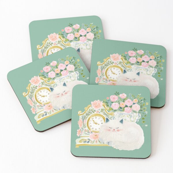 Item preview, Dreaming in Roses - Cosy Floral Cat designed and sold by ChasingRabbit05.