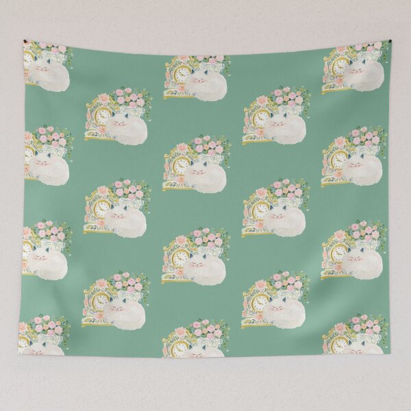 Item preview, Dreaming in Roses - Cosy Floral Cat designed and sold by ChasingRabbit05.