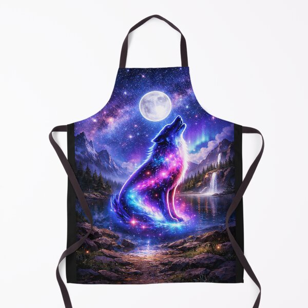 Item preview, Cosmic Wolf Howling at Full Moon Galaxy Night Landscape with Mountains and Waterfall designed and sold by TTM Inspirational.