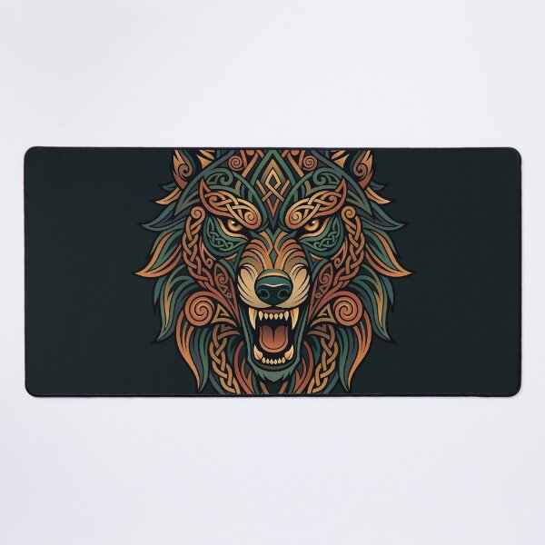Item preview, Snarling Celtic Wolf Head Fenrir Knotwork designed and sold by SolaoLab.