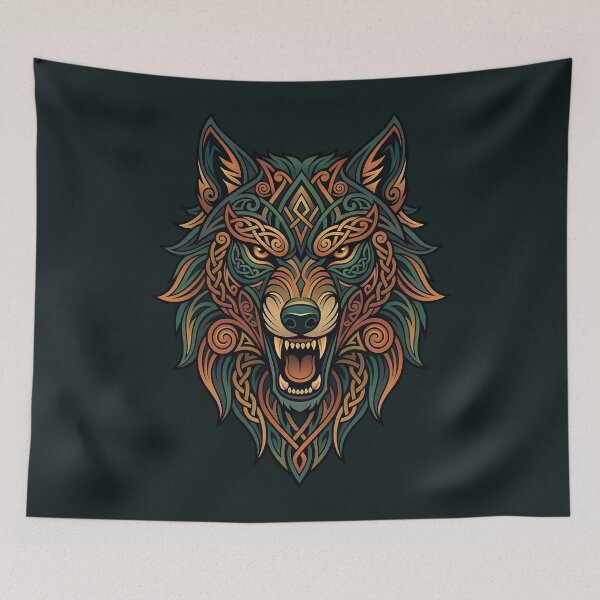Item preview, Snarling Celtic Wolf Head Fenrir Knotwork   designed and sold by SolaoLab.