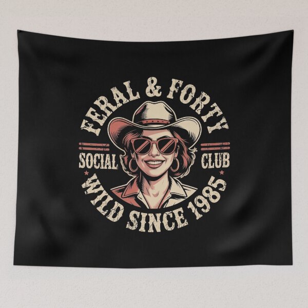 Item preview, Feral & Forty Social Club – Wild Since 1985 Vintage Cowgirl 40th Birthday Gift designed and sold by Slaw-Creation.