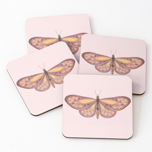 Item preview, A bright yellow and purple butterfly with spots on a white background. designed and sold by Grin Katalina Floral Patterns & Cozy Art.