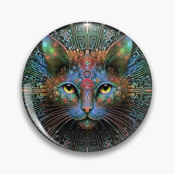 Item preview, Cybernetic cat mandala designed and sold by Karaburmagirl.