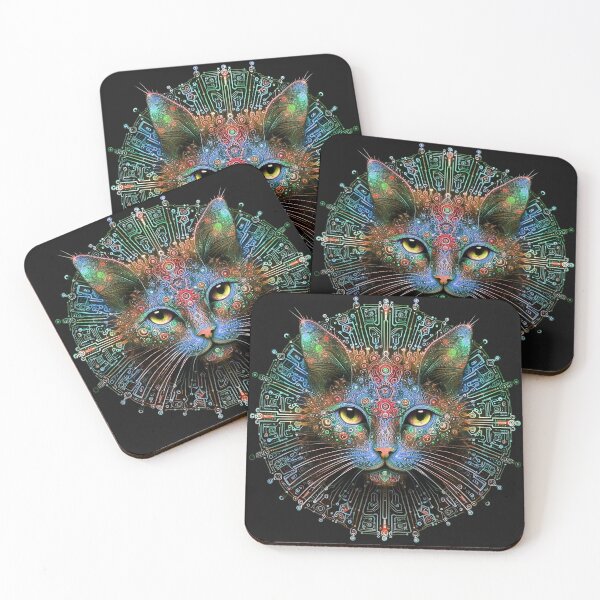 Item preview, Cybernetic cat mandala designed and sold by Karaburmagirl.