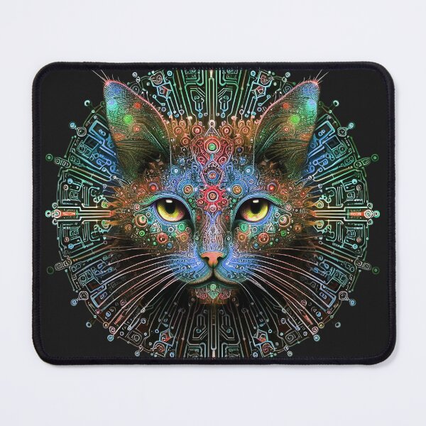 Item preview, Cybernetic cat mandala designed and sold by Karaburmagirl.
