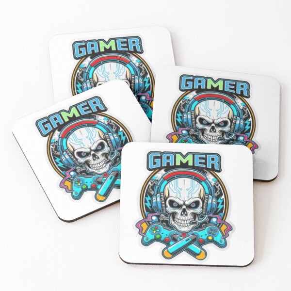 Item preview, Gamer Skull With Headset and Controllers – Cool Gaming Skull Sticker designed and sold by inkoravisualart.