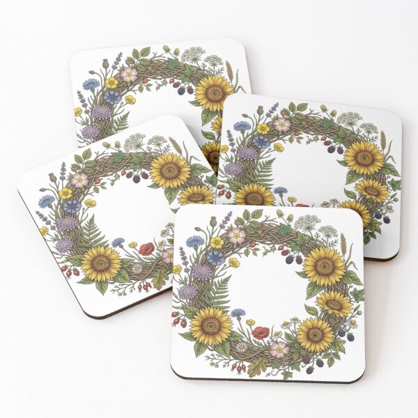 Item preview, Sunflower Wildflower Botanical Wreath designed and sold by UkieSun.