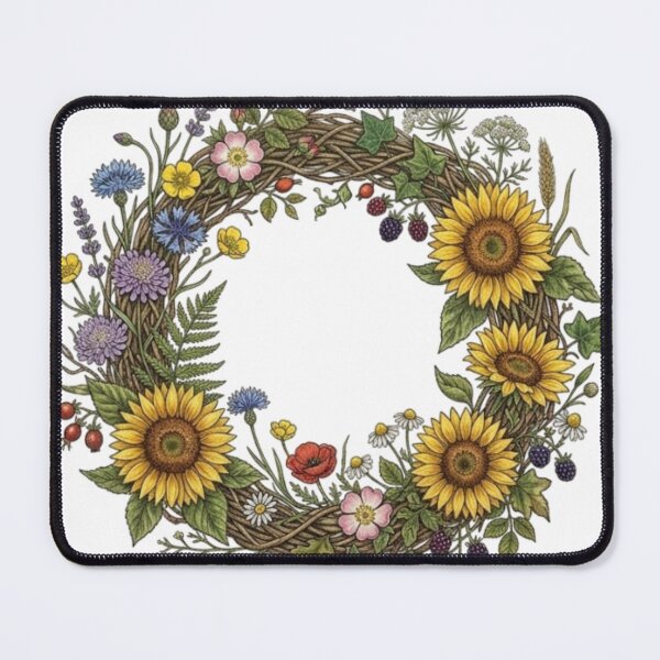 Item preview, Sunflower Wildflower Botanical Wreath designed and sold by UkieSun.