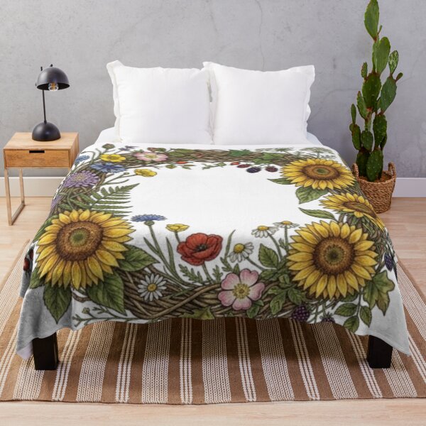 Item preview, Sunflower Wildflower Botanical Wreath designed and sold by UkieSun.