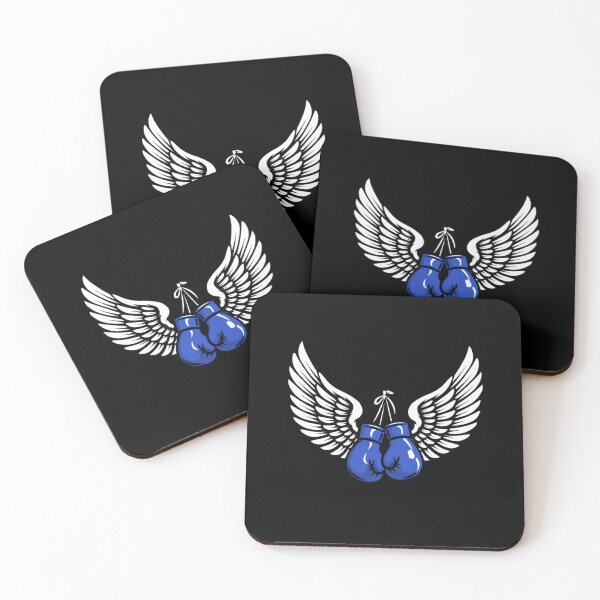 Artikelvorschau, Minimalistische blaue Boxhandschuhe mit Flügeln – schlichtes Kämpferdesign entworfen und verkauft von bloomandbeads.eu.