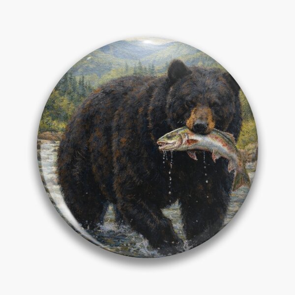 Item preview, Rustic Black Bear Wall Art Print, Mountain Stream Wildlife Painting, Cabin Lodge Decor, Framed Woodland Nature Artwork designed and sold by SezzyDesigns.