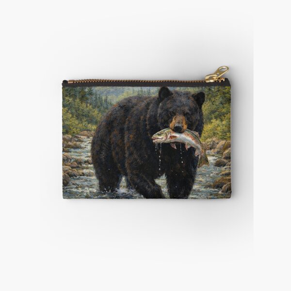 Item preview, Rustic Black Bear Wall Art Print, Mountain Stream Wildlife Painting, Cabin Lodge Decor, Framed Woodland Nature Artwork designed and sold by SezzyDesigns.