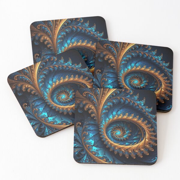 Item preview, Teal Gold Fractal Bloom designed and sold by Harmonic_Layers.