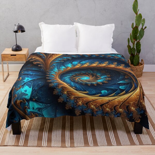 Item preview, Teal Gold Fractal Bloom designed and sold by Harmonic_Layers.