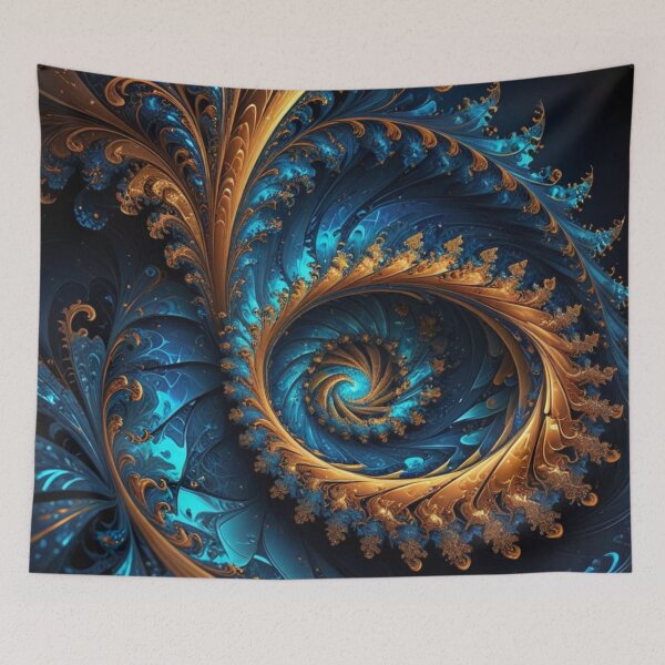 Item preview, Teal Gold Fractal Bloom designed and sold by Harmonic_Layers.
