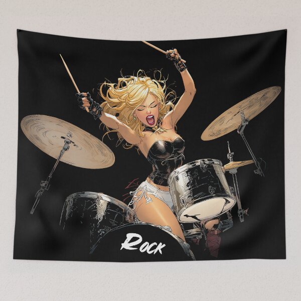 Item preview, Drummer Goddess - Rock Girl - Music Collection designed and sold by SubliHardDraws.
