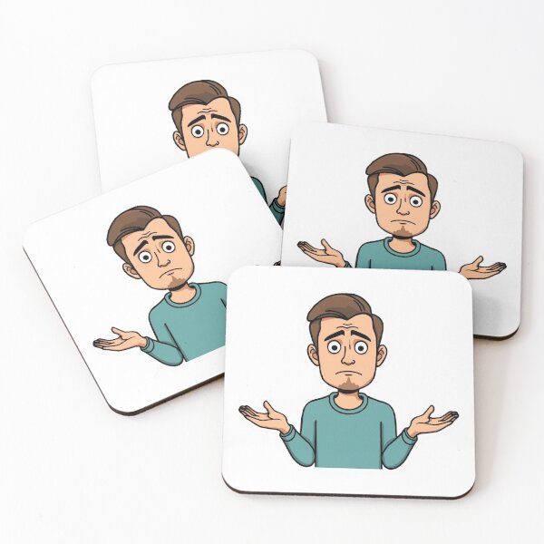 Item preview, Confused Shrug Guy No Idea Funny Meme Sticker designed and sold by NeonNerdStudio.
