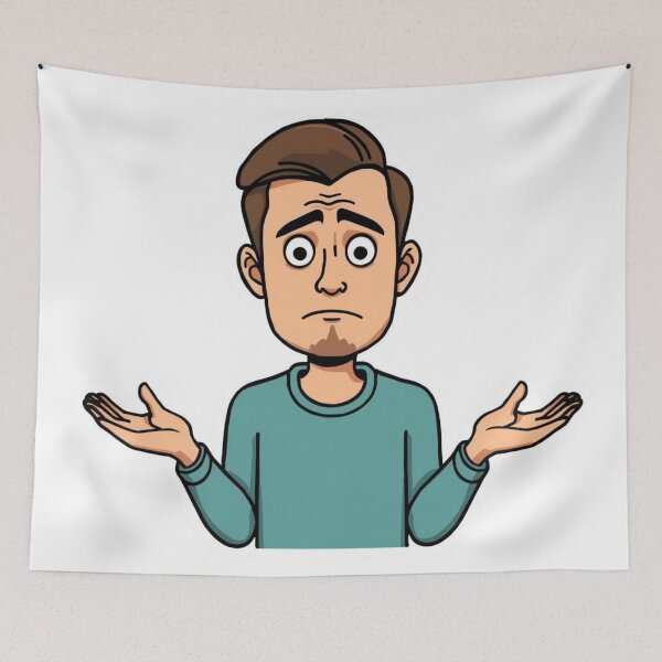 Item preview, Confused Shrug Guy No Idea Funny Meme Sticker designed and sold by NeonNerd Studio.