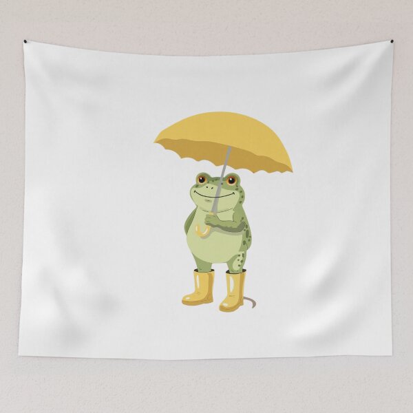 Item preview, Cute Frog with Umbrella and Rain Boots - Rainy Day Art designed and sold by ahabboud.