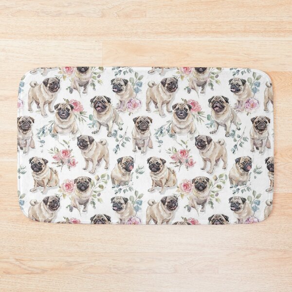 Item preview, Pug Dog Dloral White Background Throw Blanket, Phone Case designed and sold by candiscamera.
