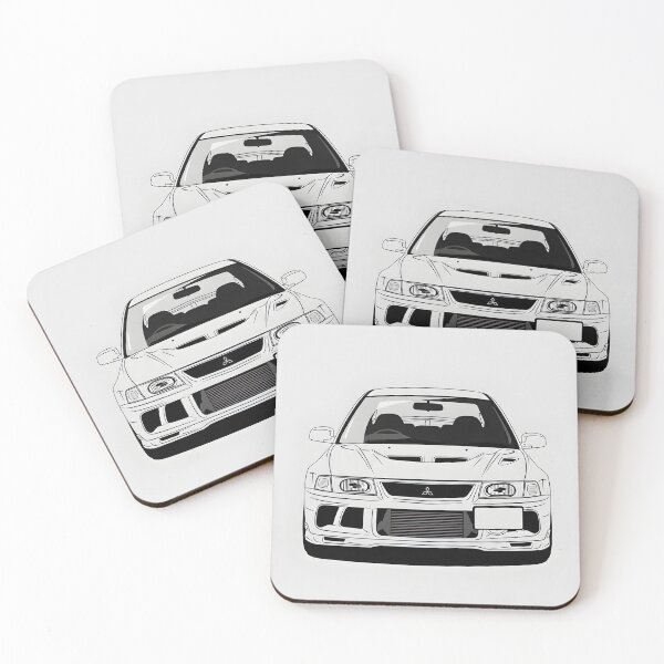 Item preview, Mitsubishi Lancer Evolution VI Front View JDM Rally Legend Minimalist Illustration designed and sold by Motorline44.