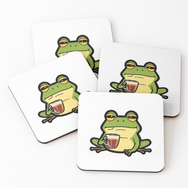 Item preview, Smug Frog Sipping Tea But That's None of My Business Sticker designed and sold by NeonNerd Studio.
